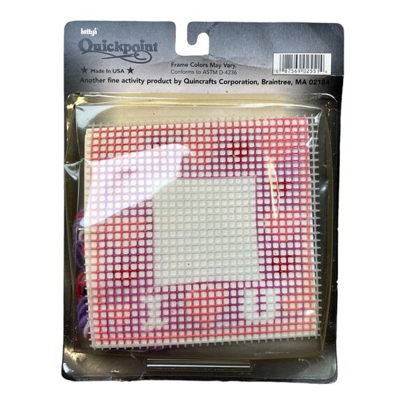 Vtg 90s Bettys Quickpoint Kit Needlepoint Picture Frame Hearts Beginner Ages 6+ - Picture 4 of 4